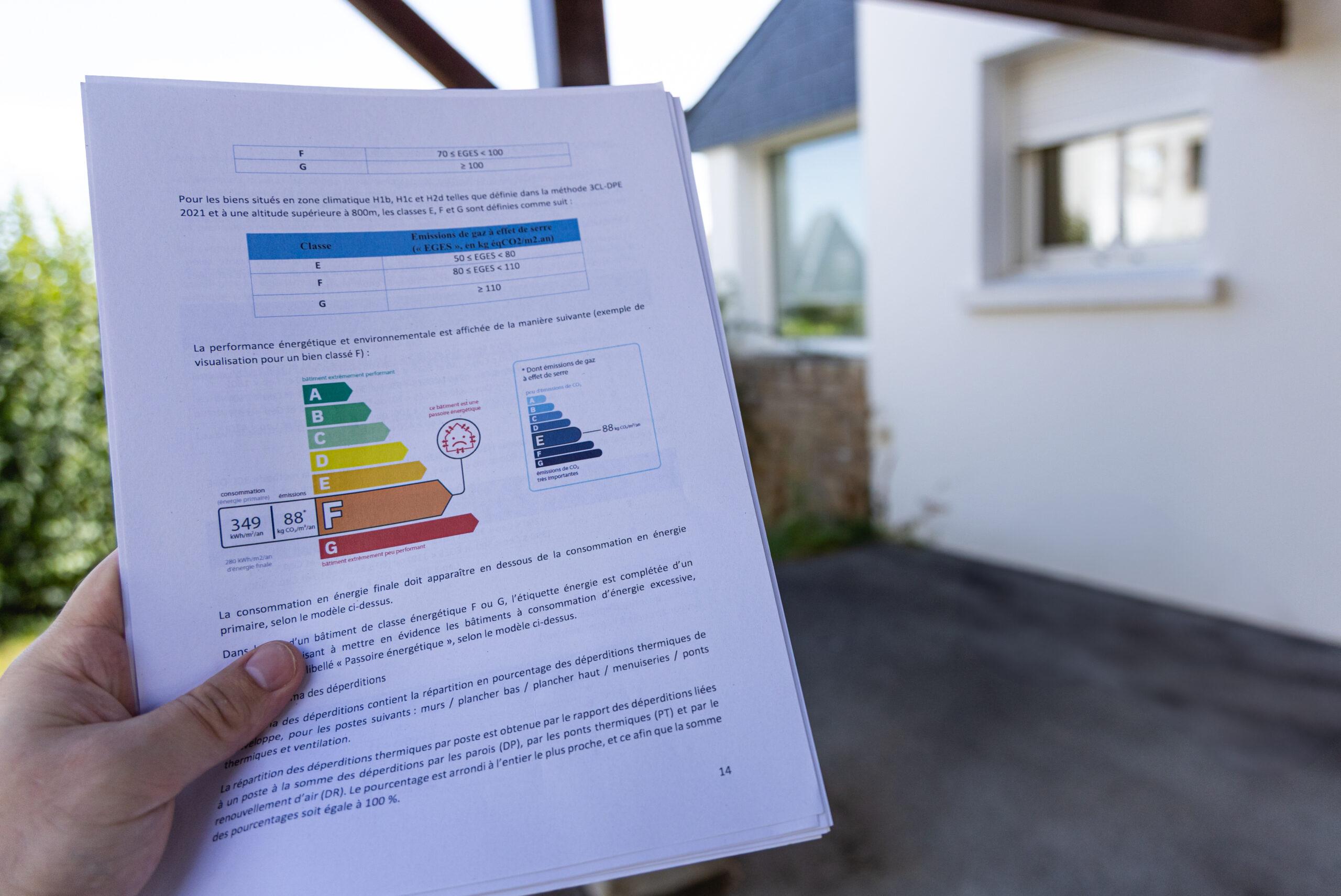Le diagnostic de performance énergétique (DPE) d’un bien immobilier.